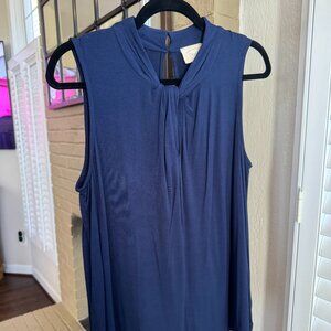Anthropologie Vanessa Virginia Navy Twisted Keyhole Tank